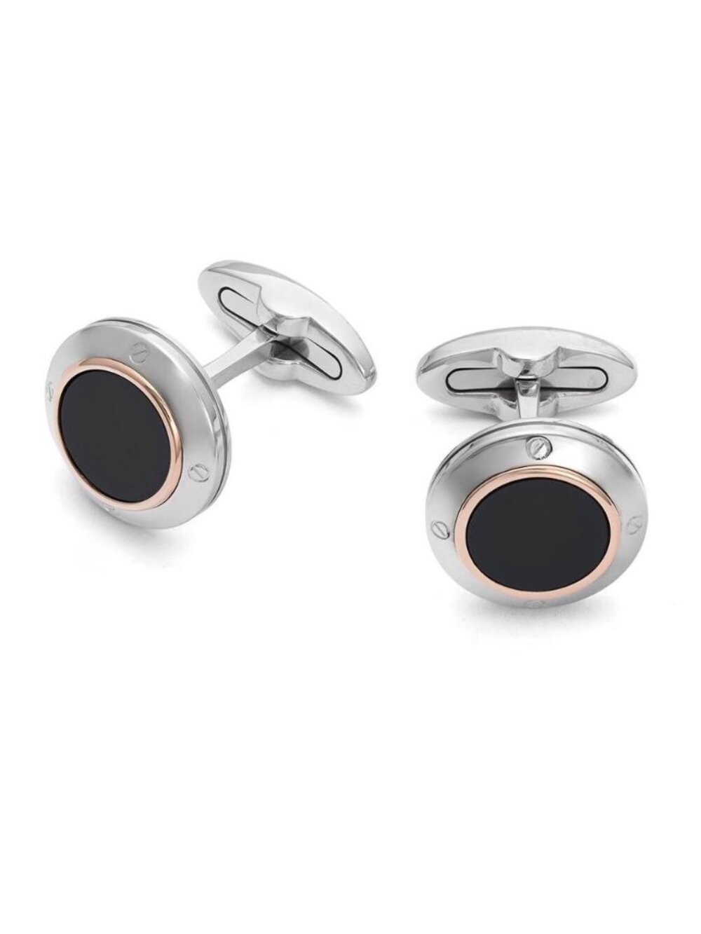 BARAKA Men's Cufflinks Rose Gold, Stainless steel, Onyx PS373911ROON000000